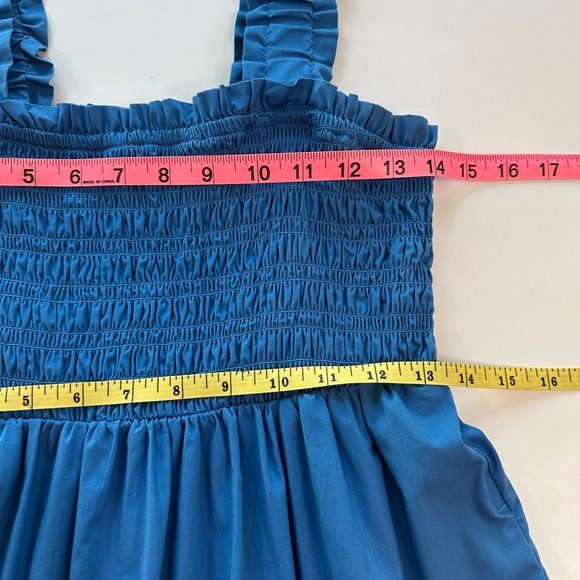 Abercrombie & Fitch Smocked Mini Dress Blue Women’s Size Large Tall (LT) - Picture 9 of 12
